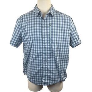 Alaskan Hardgear Men's XL Slim Fit Blue Gingham Short Sleeve Shirt Zipper Pocket